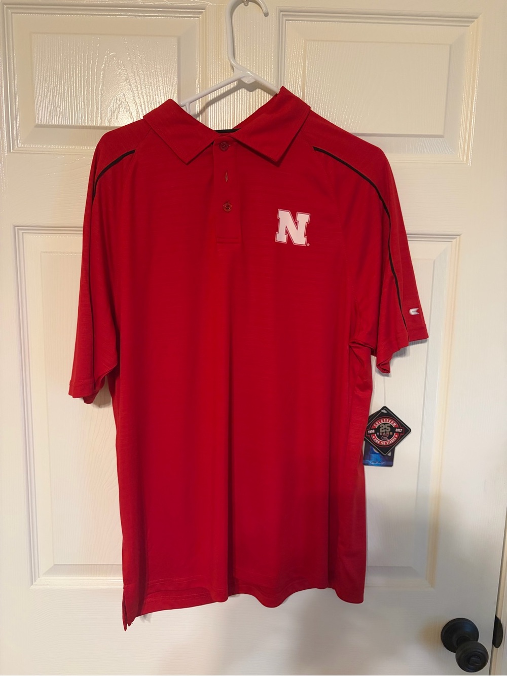 Men's Red Polo Shirt with Nebraska Logo - Collegiate Performance
